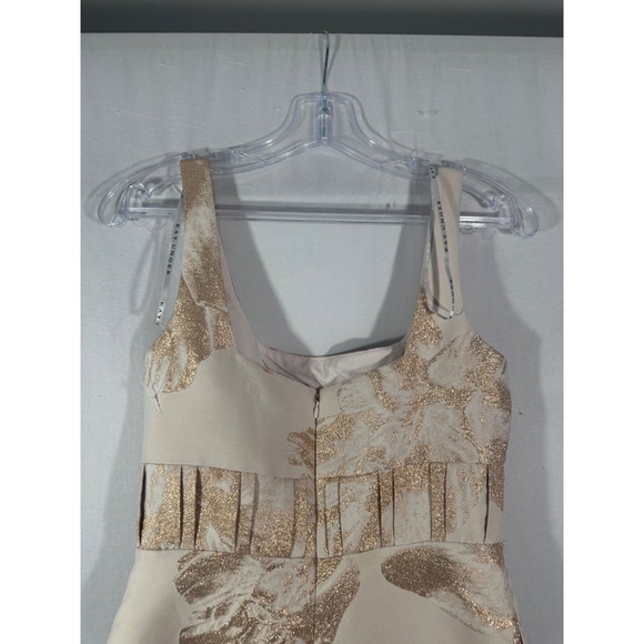 NWT $300 Kay Unger‎ [ 6 ] FLoral Jacquard Tea Length Dress in Champagne #J1761 - Picture 12 of 14